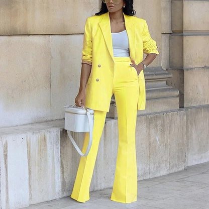 Two-Piece Double Breasted Suit with Flared Pants