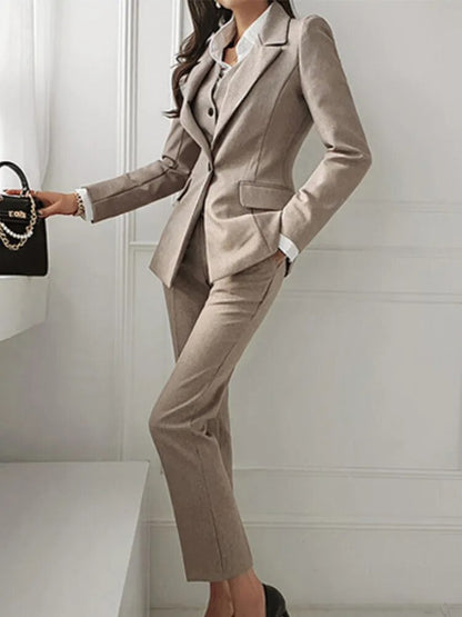 3-Piece Blazer, Vest, and Straight Leg Single Breasted Suit